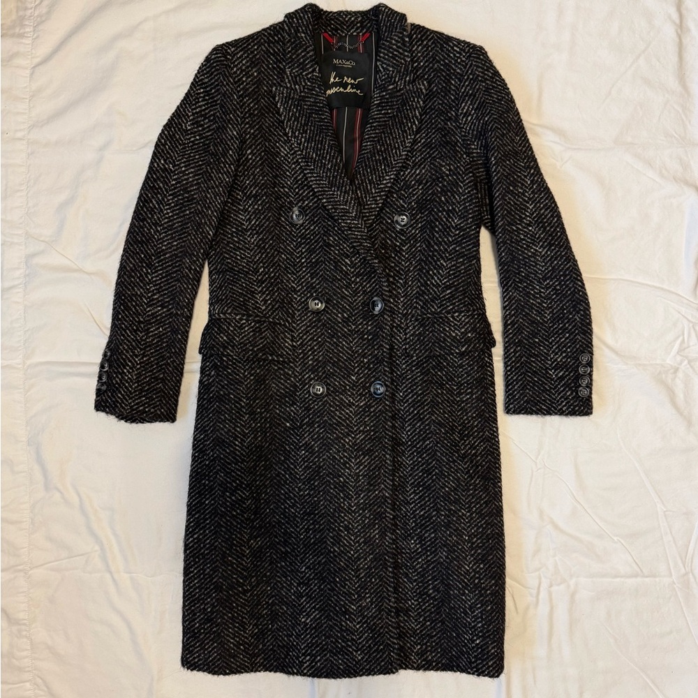 Max&Co Women's Charcoal Herringbone Coat
